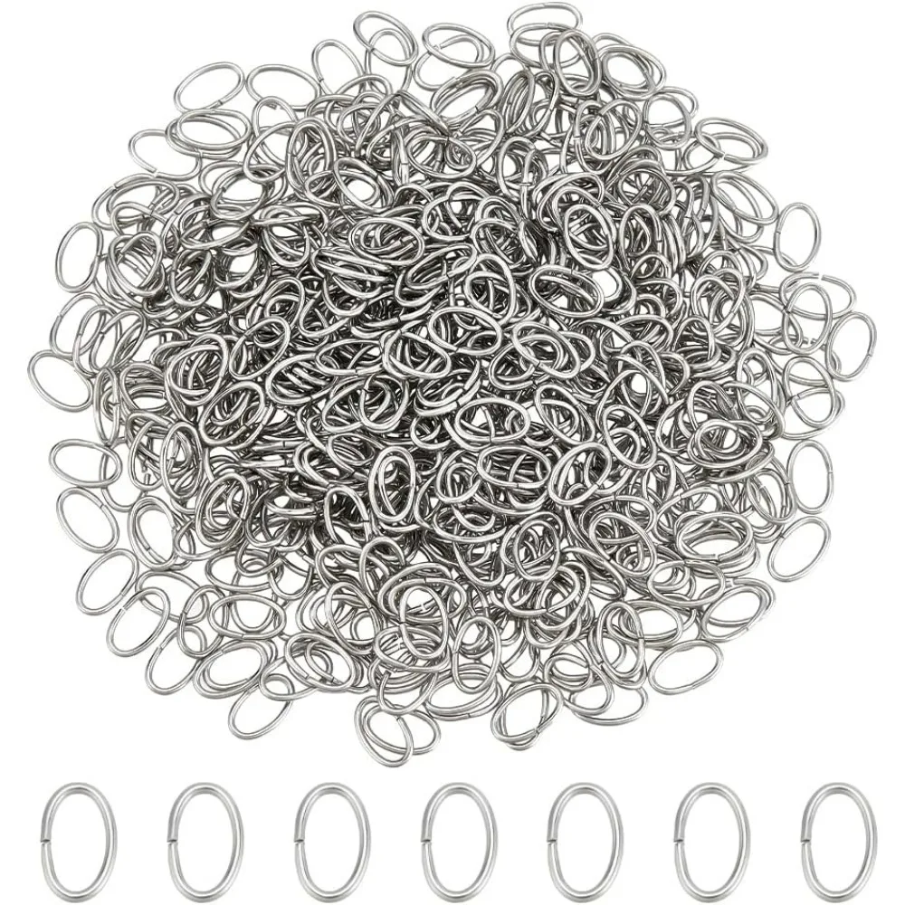 

1000 Pcs 304 Stainless Steel Open Jump Rings 8x5 mm Oval Rings Jump Rings for Jewelry Making DIY Craft Earring Bracelet