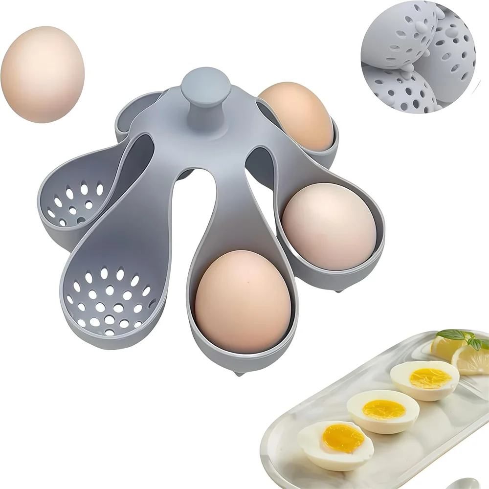 Silicone Egg Boiler Rack, Egg Boiler Holder, Egg Cooker, Storage and Egg Rack for Making Soft or Hard Boiled Eggs, Holds 4/6 Egg