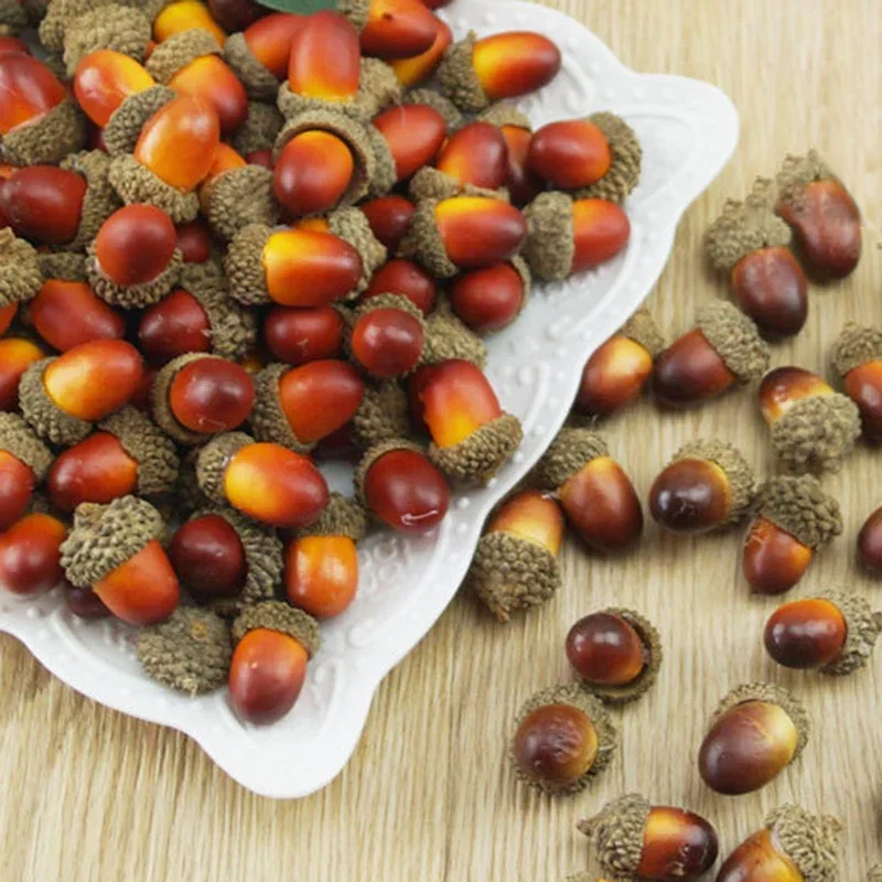 New 50pcs Artificial Acorn Fake Nutty for Home Party Christmas Autumn Artificial Home Decoration Festive & Party Supplies