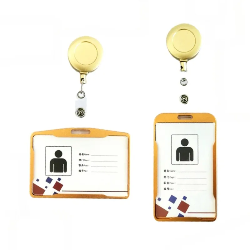 1Set Aluminum Alloy ID Tag Working Permit Case Sleeve Badge Holder Cover with ABS Plastic Retractable Badge Reel Easy Pull Clip