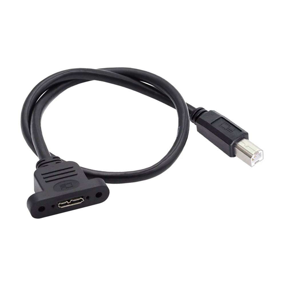 Type-B USB2.0 Male to Micro 3.0 Type-B Female Screw Mount Type Extension Cable 480Mbps