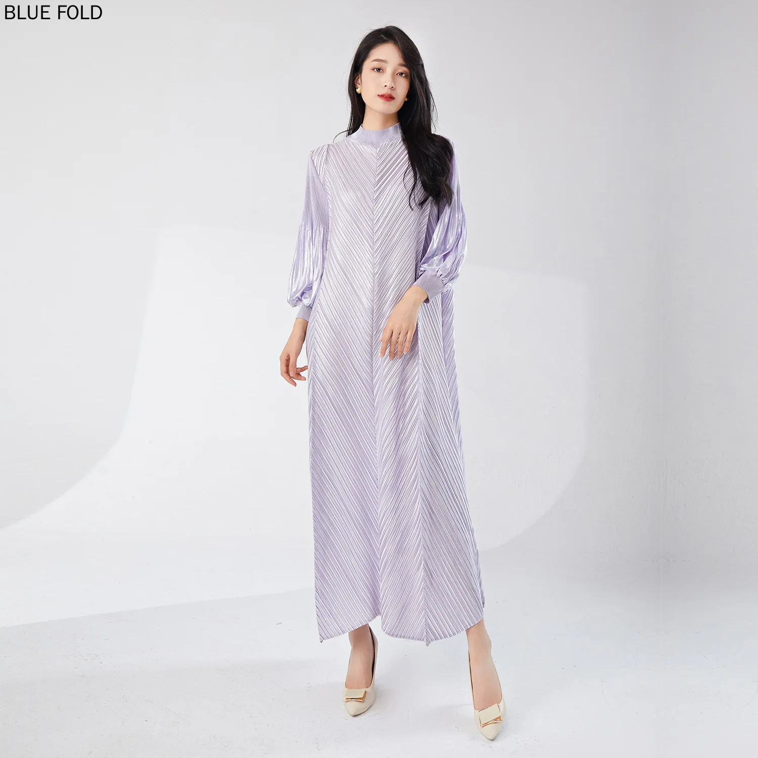 

Miyake Ladies' New Dress New High-end Gold-stamped Loose Large Size Elegant Dress Long Dress High Quality Clothes Birthday Dress