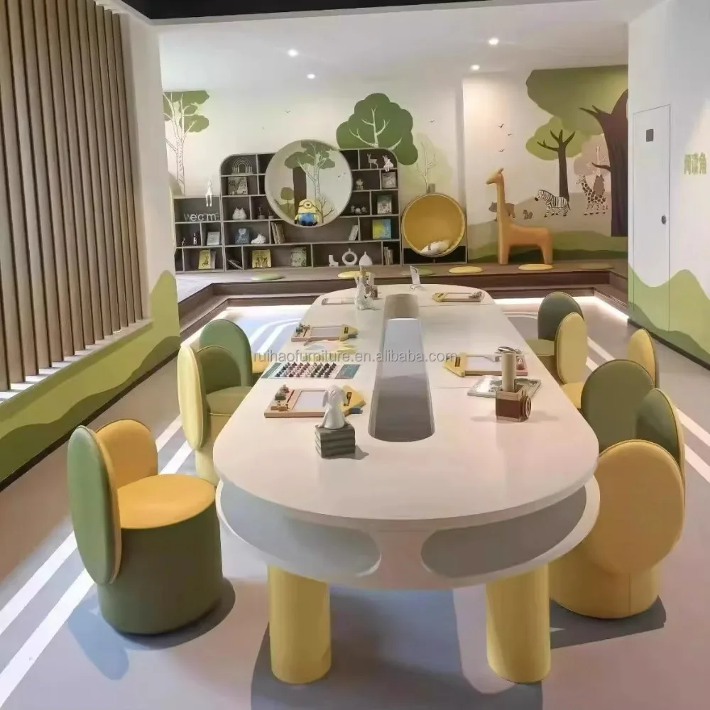 مجموعة أثاث مونتيسوري الخشبي للرعاية النهارية لرياض الأطفال ومدرسة الحضانة لمراكز رعاية الأطفال وطاولات الأطفال في مرحلة ما قبل المدرسة