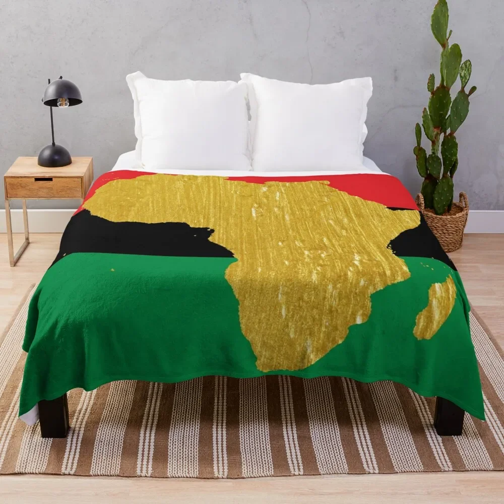 

Gold African Symbol of Africa - Golden Pan African Flag Throw Blanket Hair Soft Plush Plaid Bed Blankets