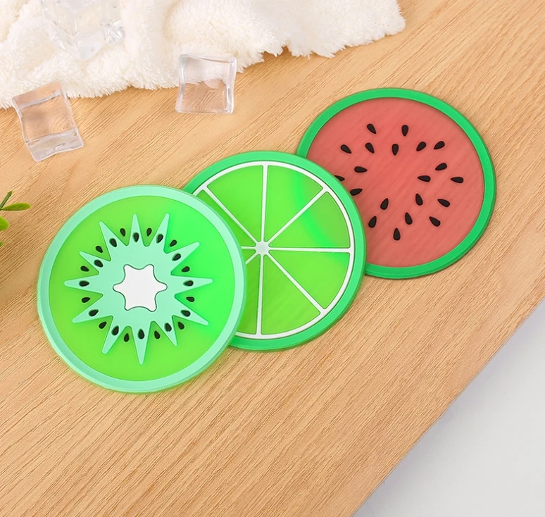 Fruit Shape Cup Coaster Silicone Slip Insulation Pad Mat Hot Drink Holder Mug Stand Home Table Decorations Kitchen Accessory