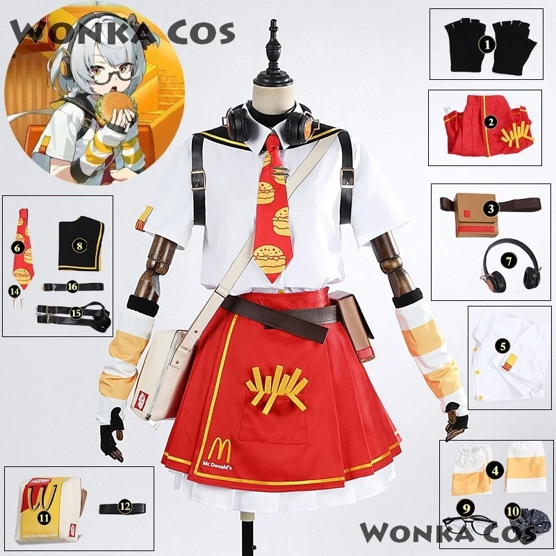 Nekomiya Mana Cosplay Costume Game Zenless Zone Zero Anby Cosplay Women Christmas ZZZ X McDonald Nekomiya Mana Cosplay Ears Tail