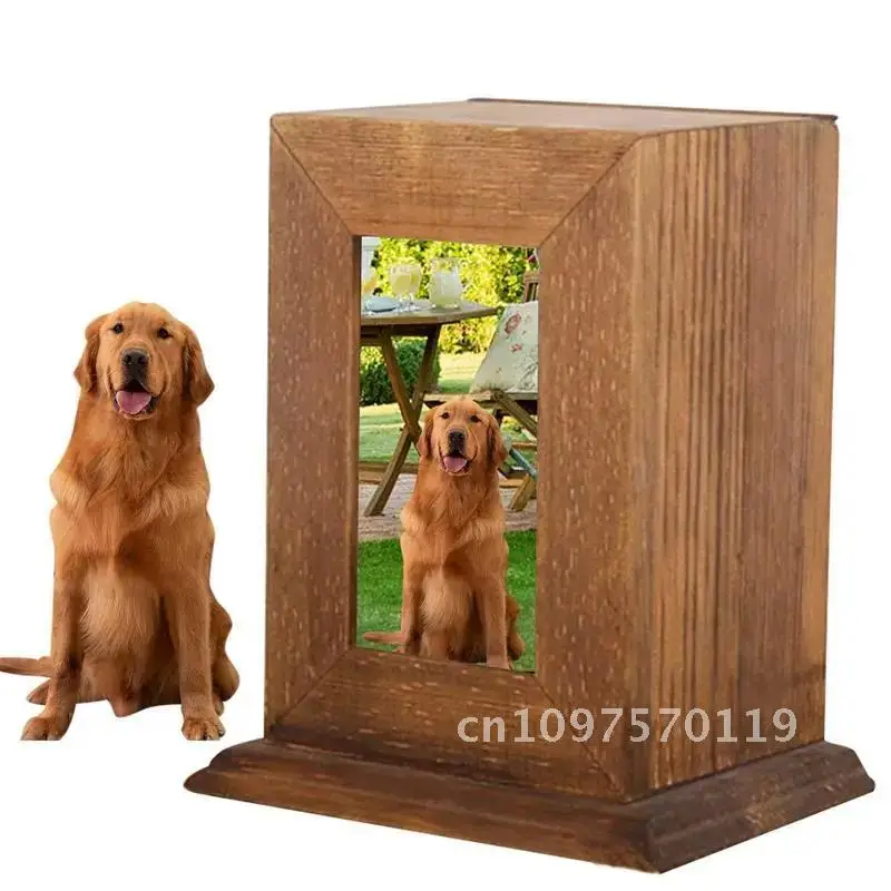 ペットの灰用の木製骨壷 犬やメモリーアッシュ用のペット骨壷 パーソナライズされたフレーム写真猫ボックス骨壷 ペットペット記念品火葬