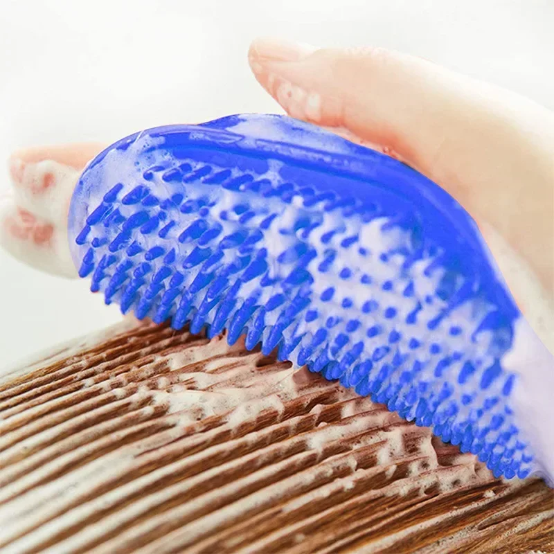 Soft Silicone Pet Bath Brush Massage Scrubber Foam Dispensing Wash Comb for Dog Cat Shower Cleaning Pet Grooming Care Supplies - view 5