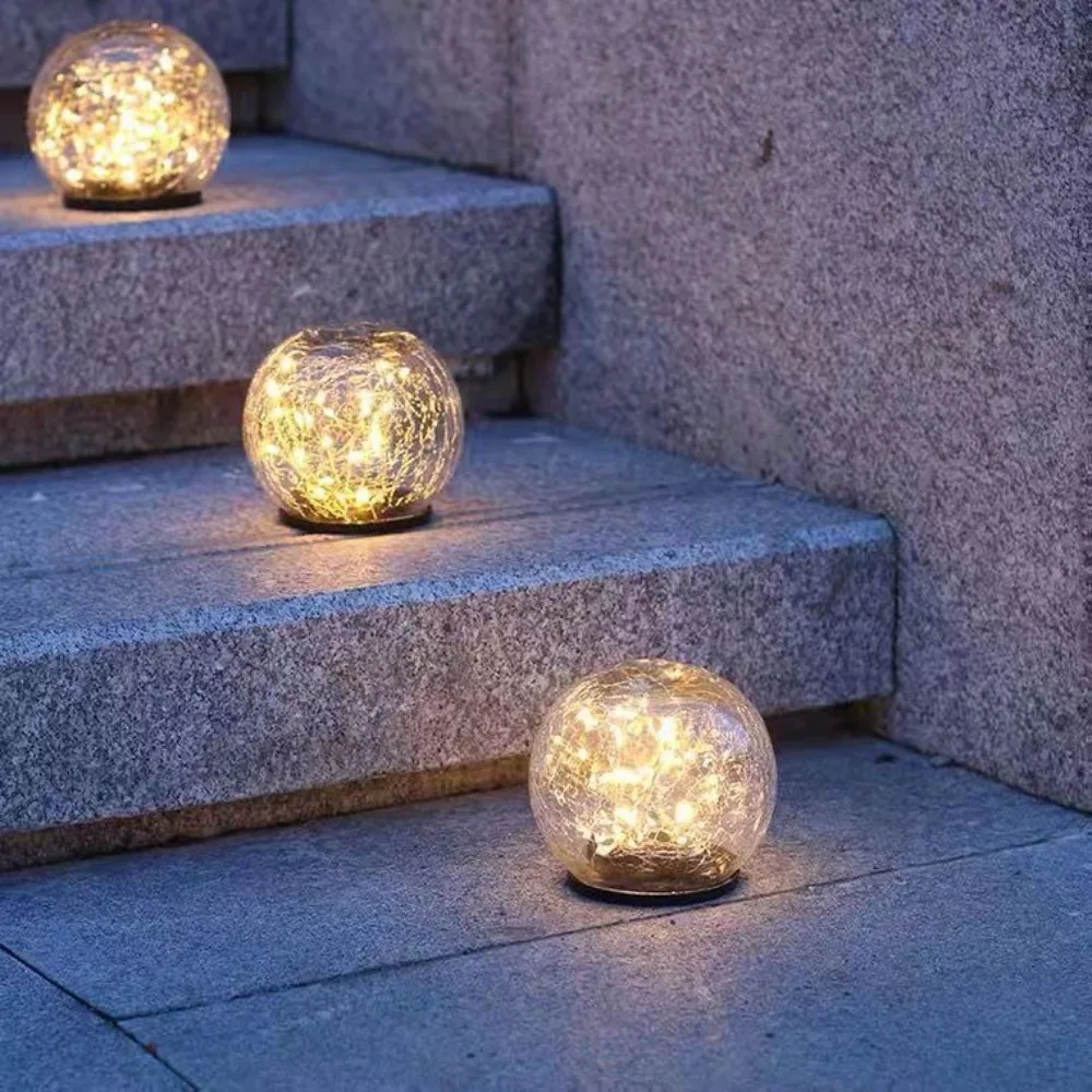 LED solar ground insert light Outdoor waterproof garden Garden garden decoration buried Christmas outdoor glass ball crack light