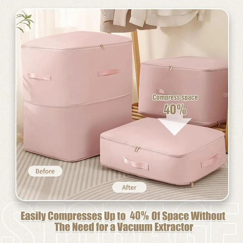 Large Capacity Quilt Storage Bag Foldable Clothes Organizer Box Heavy Duty Moving Packing Bin with Reinforced Handles Dustproof view 4