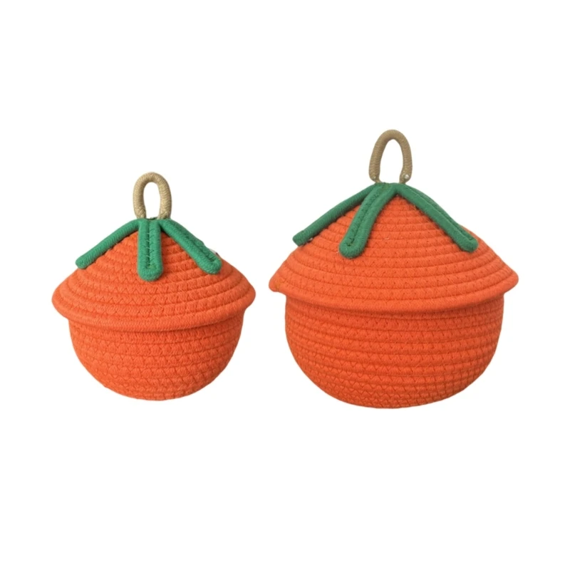 

Soft Cotton Rope Woven Basket Makeup Storage Container Persimmon Desktop for Home Office or Student Use new arrival