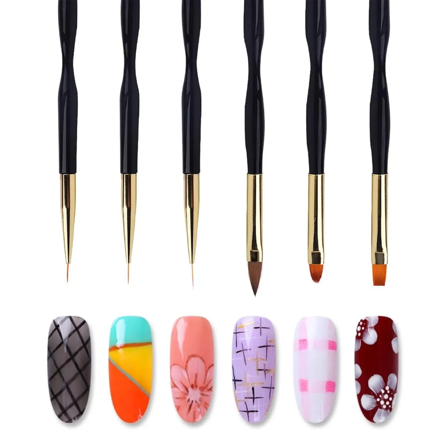 LINMANDA Nail Art Brushes 3Pcs Nail Brush Set with Gel Polish Pens and Liner Brush for Home and Professional Salon Use