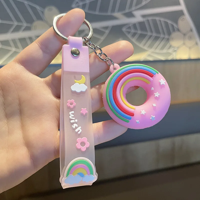 Wholesale Cute Boy/Girl Student Backpacks Backpack Pendants Gift Gift Cartoon Pvc Donuts Keychain Pendants