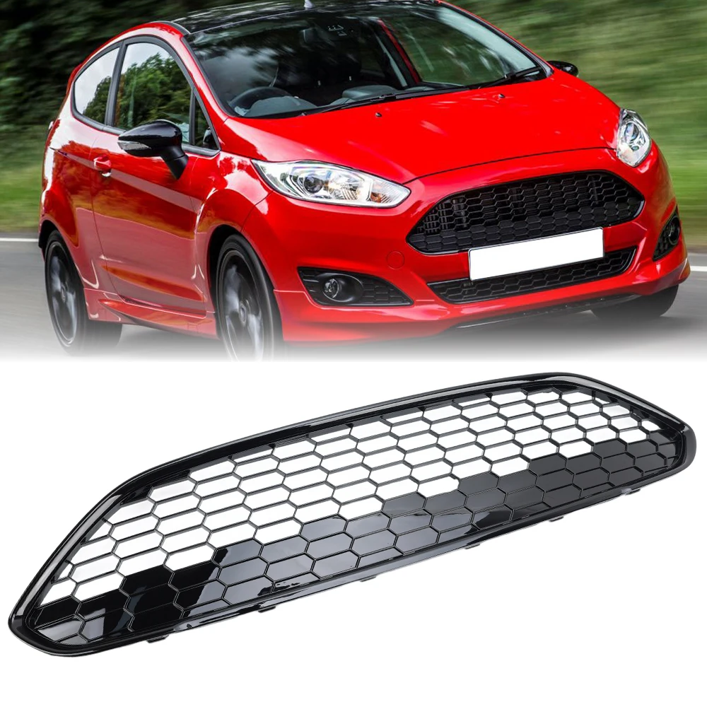 Black Honeycomb Front Bumper Grille For Ford Fiesta Zetec-S MK7 7.5 2013-2017 Upper Grille Front Racing Grills Cars Accessories