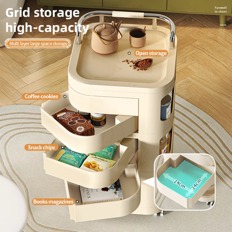 

ABS Plastic Removable Multi Layer Rotating Storage Cabinet Organizer Cart Storage Trolley on Wheels