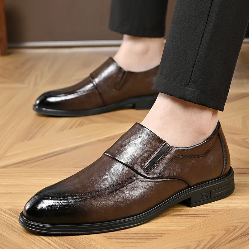 

British Style Men's Comfortable Formal Leather Shoes Fashionable High-quality Mens Genuine Leather Business Casual Leather Shoes