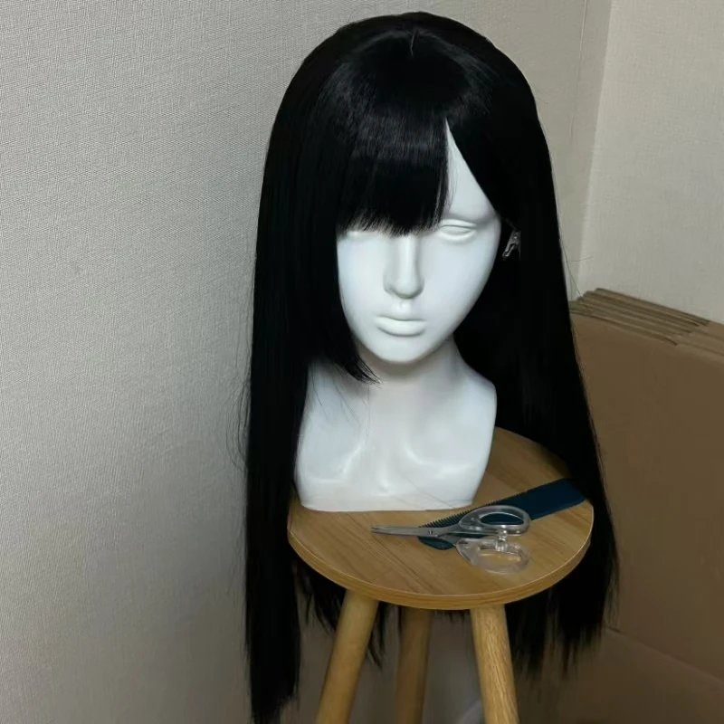Anime Asa Mitaka Cosplay Wig Long Straight Black Hair Heat Resistant Synthetic Fiber With Rose Net Halloween Party Wig Daily Wig