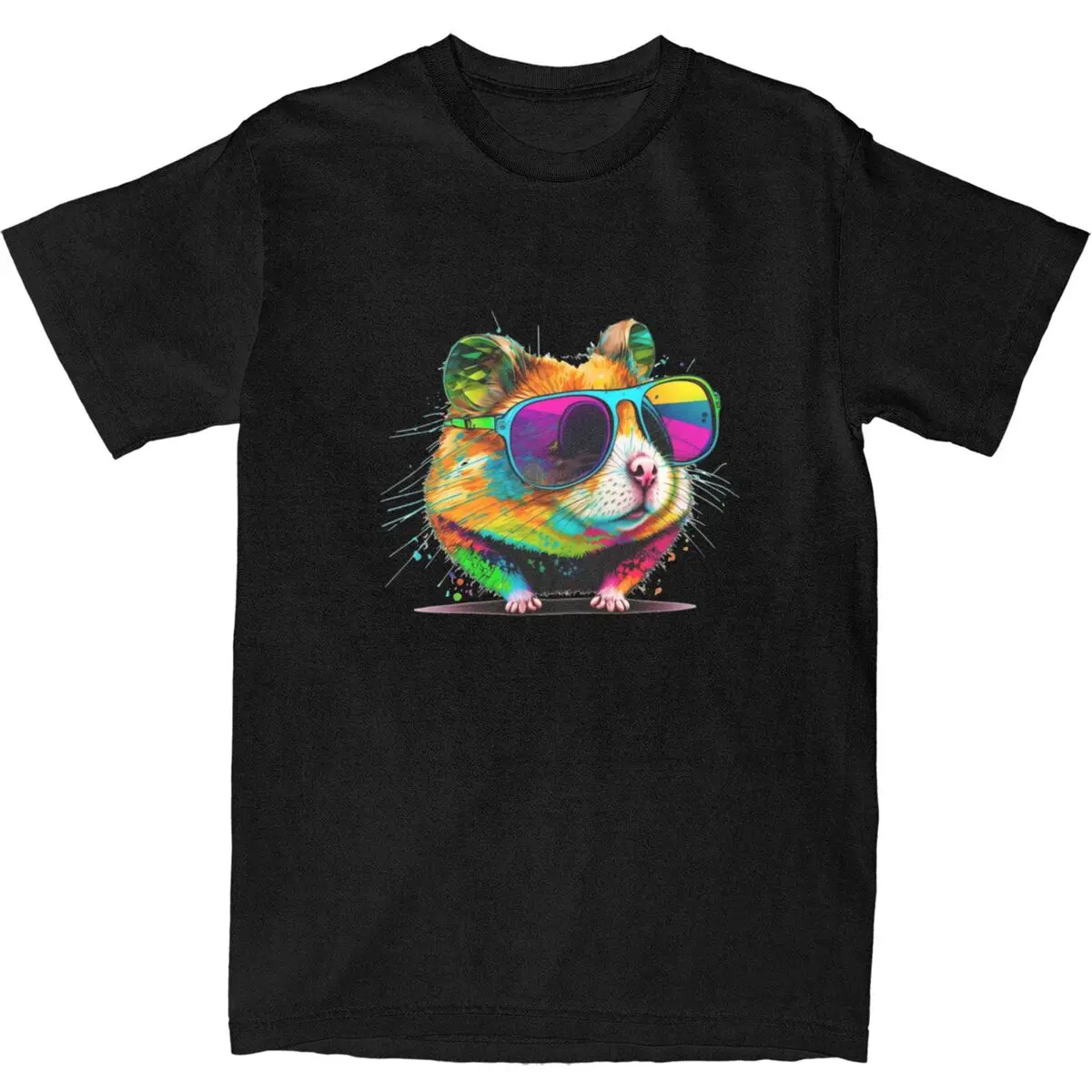 Men Women T-Shirt Hamster Wearing Sunglasses Glasses T-Shirts Hipster colorful Summer Tee Shirt Awesome Pattern Cotton Tops Gift