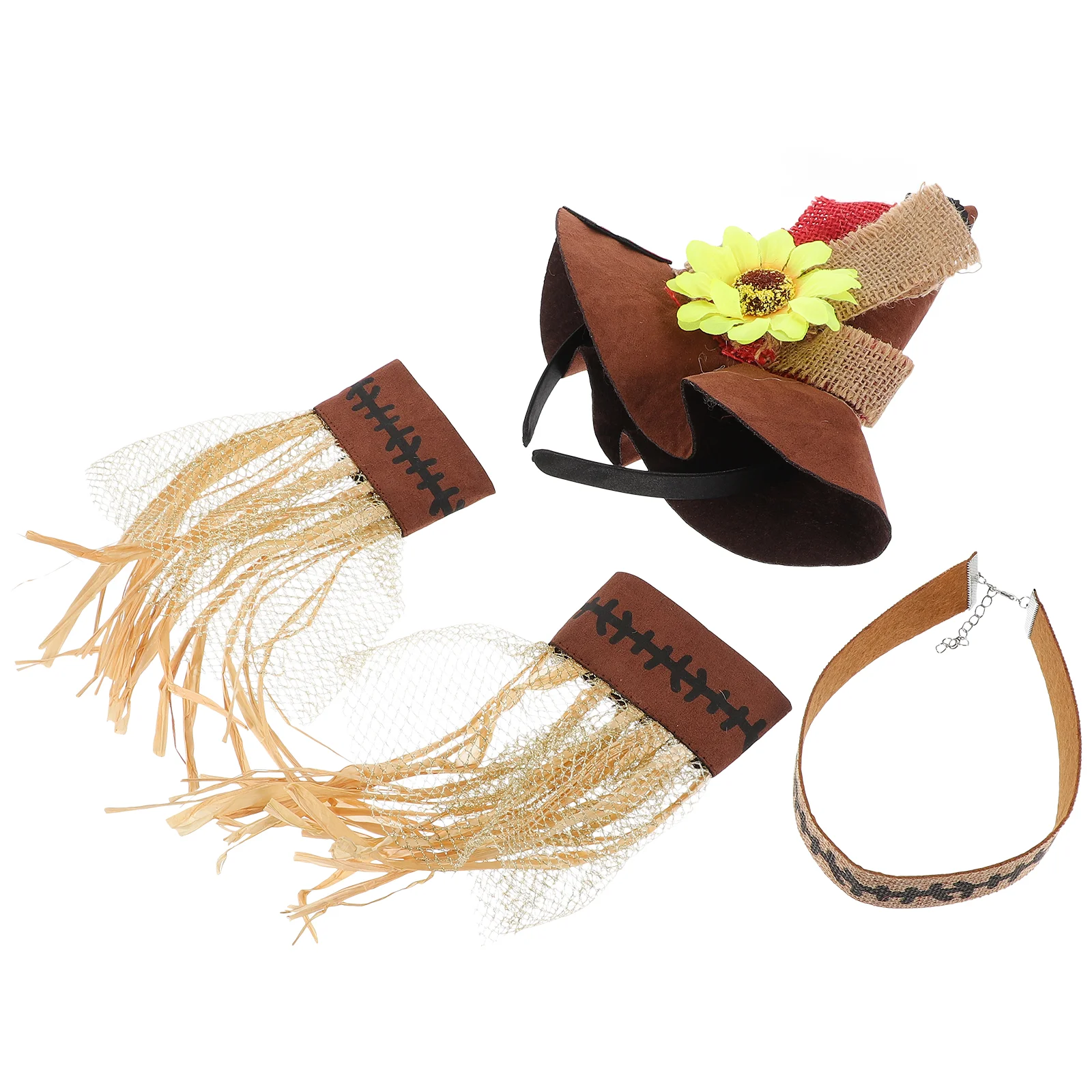 4 pçs conjunto de palha de halloween de quatro kit traje espantalho adorno chapéu cosplay adulto