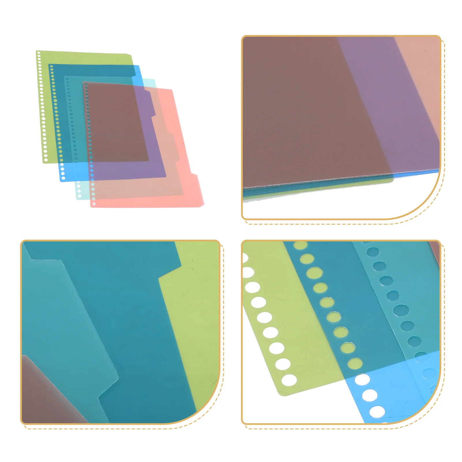 

4 шт., пластиковые разделители для переплета, индексные классифицированные этикетки для тетрадей, журналов, маркеры страниц, школьные и офисные принадлежности