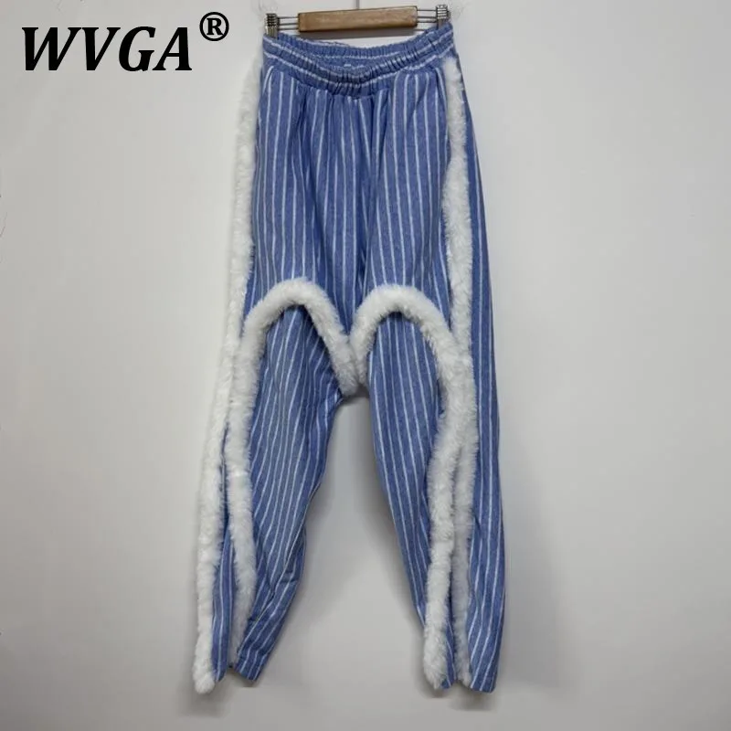 

WVGA Spring Autumn New Man Tide High Street Techwear Striped Patchwork Design Niche Trendy Casual Straight Pants Ins Y2K W10256