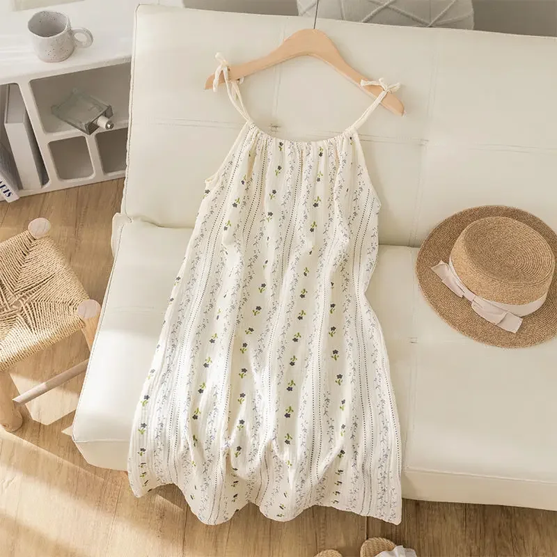 Summer Suspender Nightgown Cute Pajamas for Women Cotton Home Clothes Sleepwear Woman Offer Nightwear Nightgowns Homewear Sexy