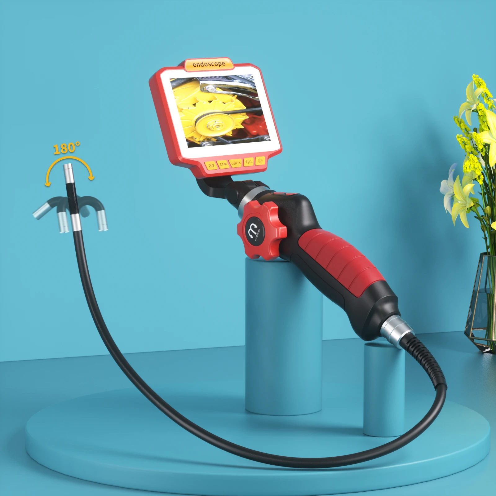 4.3인치 IPS 스크린 2MP 1080P 2Way 관절형 180도 회전 조향 산업용 내시경 검사 현미경 카메라