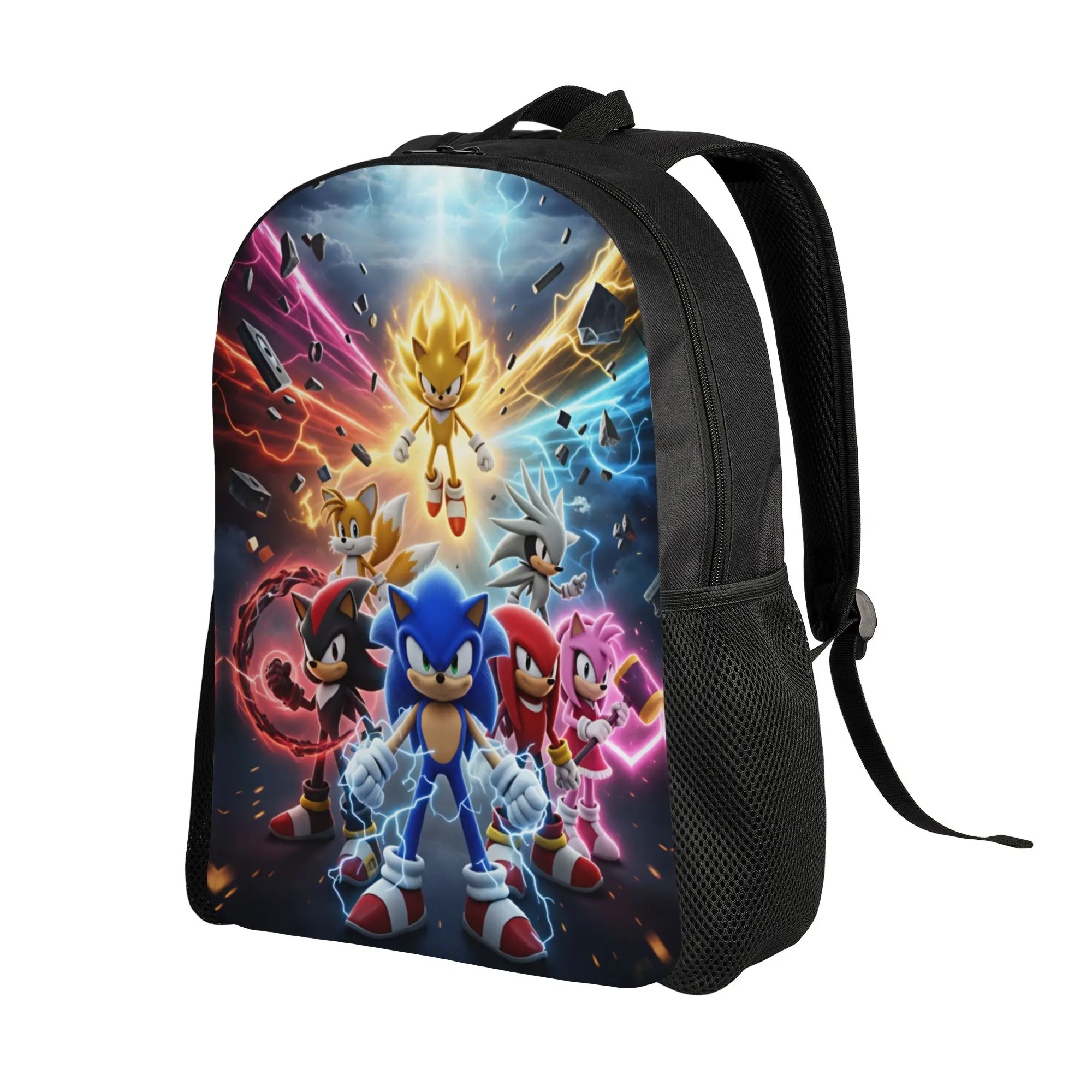 Sonics Cartoon Backpack Game  University Backpacks Girl Pretty School Bags Colorful Pattern Rucksack