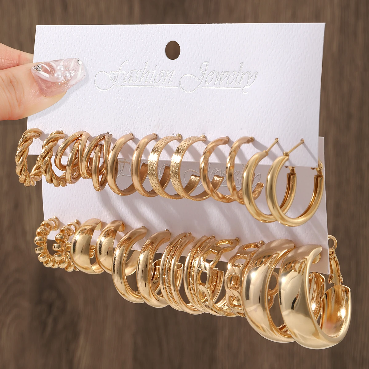 

12Pcs Punk Metal Spring Shaped Earrings Fashion Geometry C-shaped Hoop Earrings Women's Trendy Party Statement Jewelry