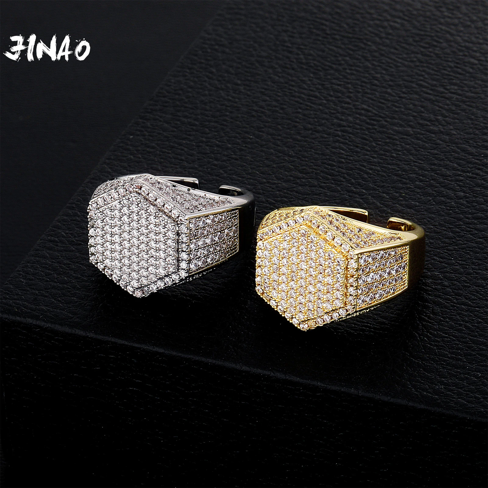 

JINAO The Opening Allows The Ring To Be Adjusted European and American style High Quality Ice Cravejado AAA Cubic Zircon Jewelry