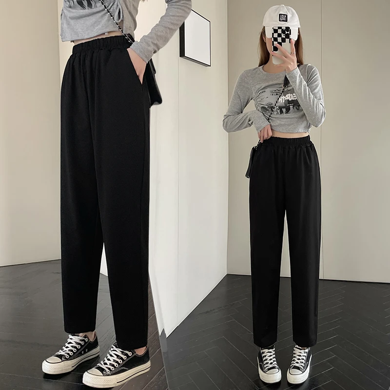 

Брюки-морковки с высокой талией и эластичным поясом, свободного кроя, утягивающие, длиной 7/8, для полных женщин до 200 кг