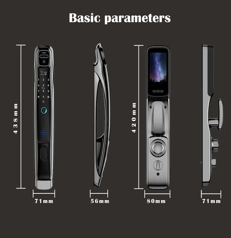 Visual Intercom 3D Face Recognition Digital Smart Door Lock with Tuya Wifi Home Waterproof Fingerprint Code Multilingual Voice