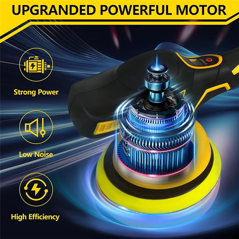 BUAT Pemoles Penyangga Mobil Tanpa Kabel untuk Baterai 20V 8 Kecepatan Variabel 3500RPM Pemoles Penyangga Mobil untuk Waxing Detail Mobil