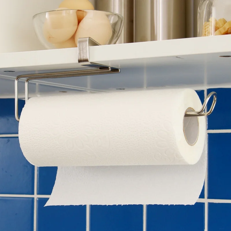 

Cabinet Roll Hangers Stainless Steel Kitchen Paper Towel Holder Clip-on Paper Towel Holder No Hole New