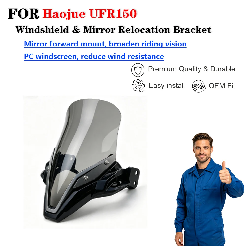 For Haojue UFR150 JINQILONG Windscreen Mirror Forward Relocation Bracket Parabrisas moto
