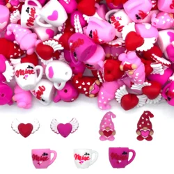 10PCS 3D Valentine's Day Series Silicone Focal Beads DIY Necklaces Plastic Pen Beads Key Chains Car Decoration Chains Bag Chains