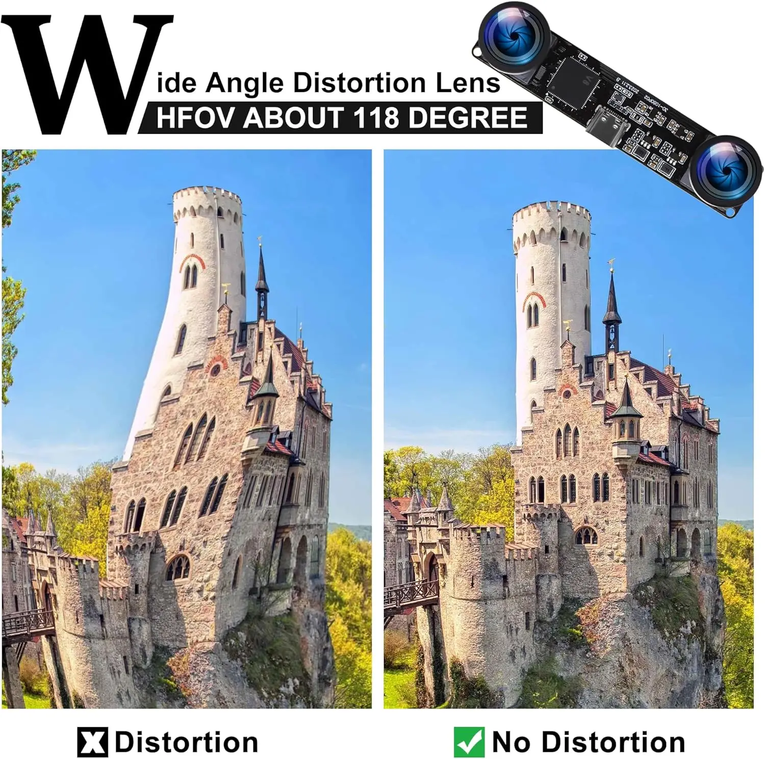 ELP 4MP Synchronous Stereo USB Camera Module 3840x1080 60fps high speed 3D Camera with Wide Angle No Distortion Dual Lens