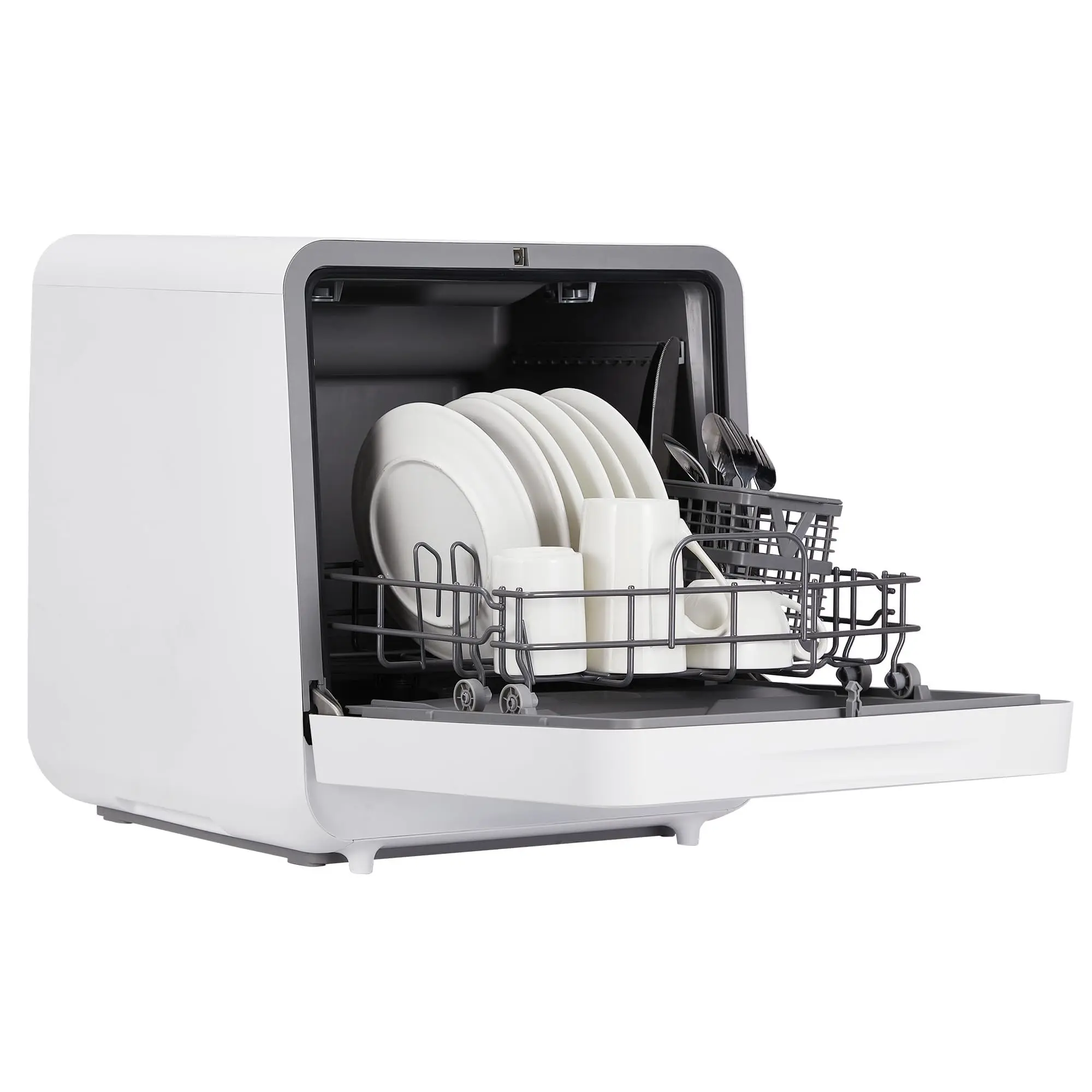 

Portable Countertop Dishwashers, Mini Dishwasher with 2-Way Water Supply (Faucet Hookup + Self-Priming), Powerful Hot Air Dry