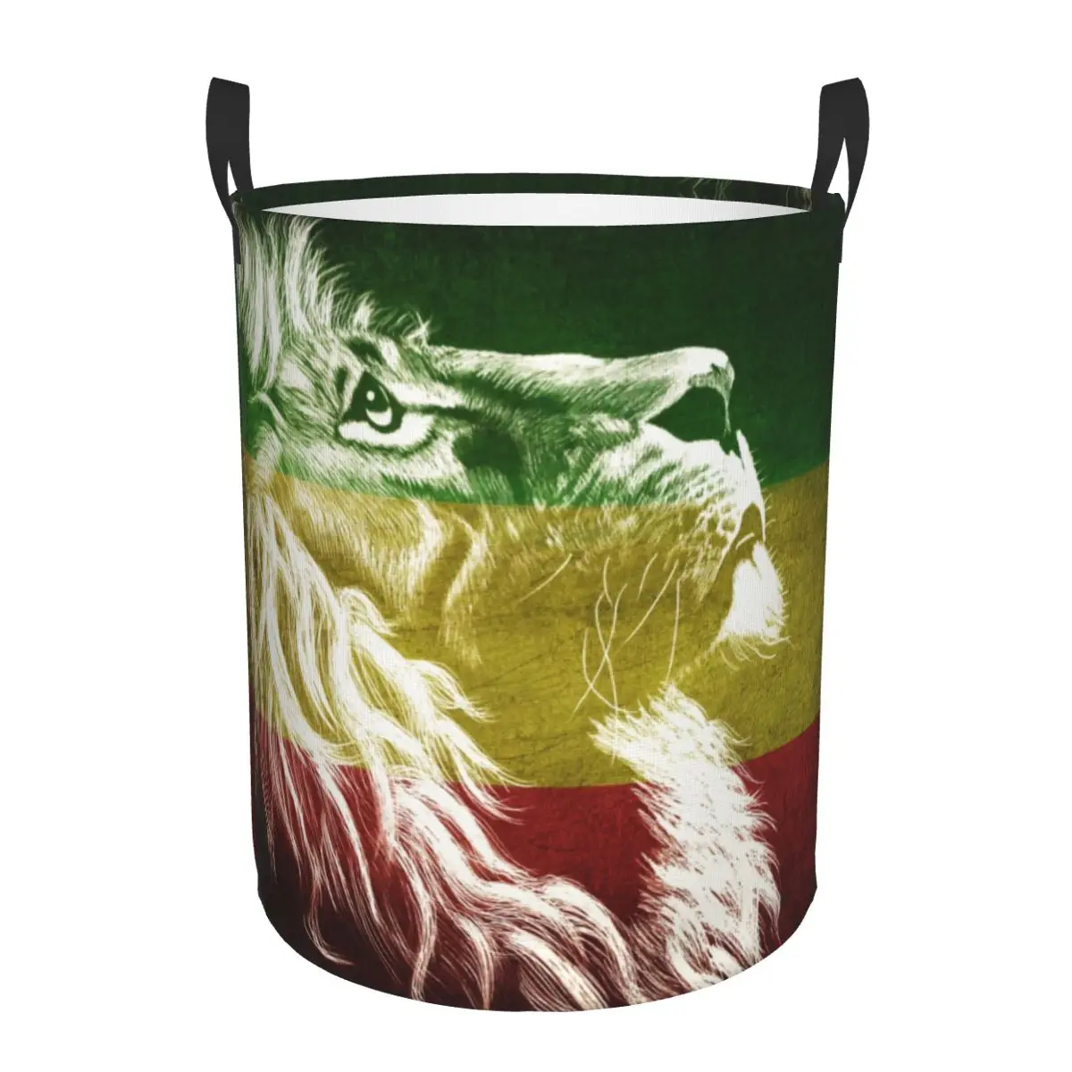 King Of Judah Rastafarian Rasta Lion Laundry Basket Jamaica Flag Jamaican Proud Clothes Toy Hamper Storage Bin for Kids Nursery