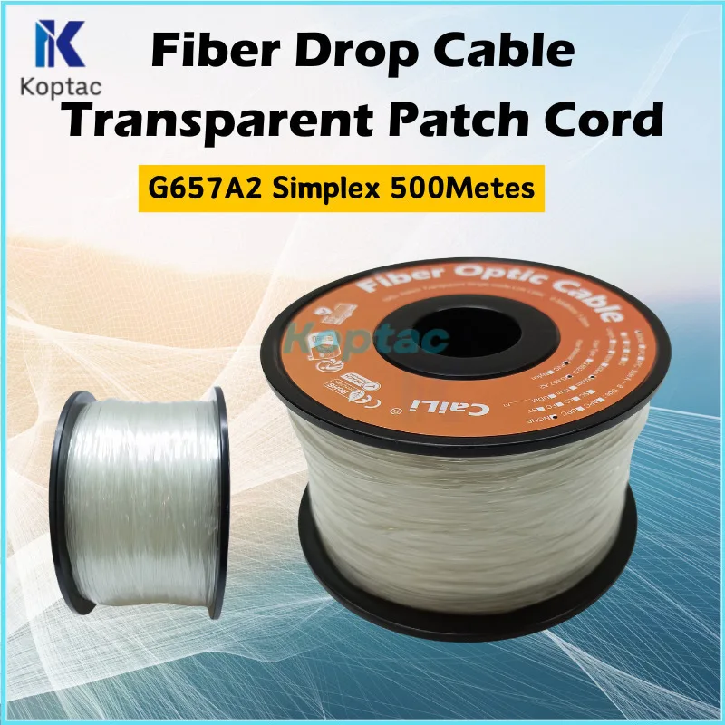 

500M Indoor Simplex Invisible Fiber Optical Drop Cable G657A2 1Core SM Fiber Transparent Patch Cord 1310Nm/1550Nm FTTH