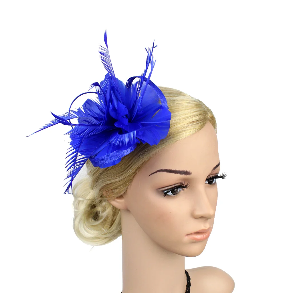 Feather Fascinators Womens Headwear Flower Derby Hat for Cocktail Ball Wedding Headband Elegant Clip Wedding Bridal Tea Party