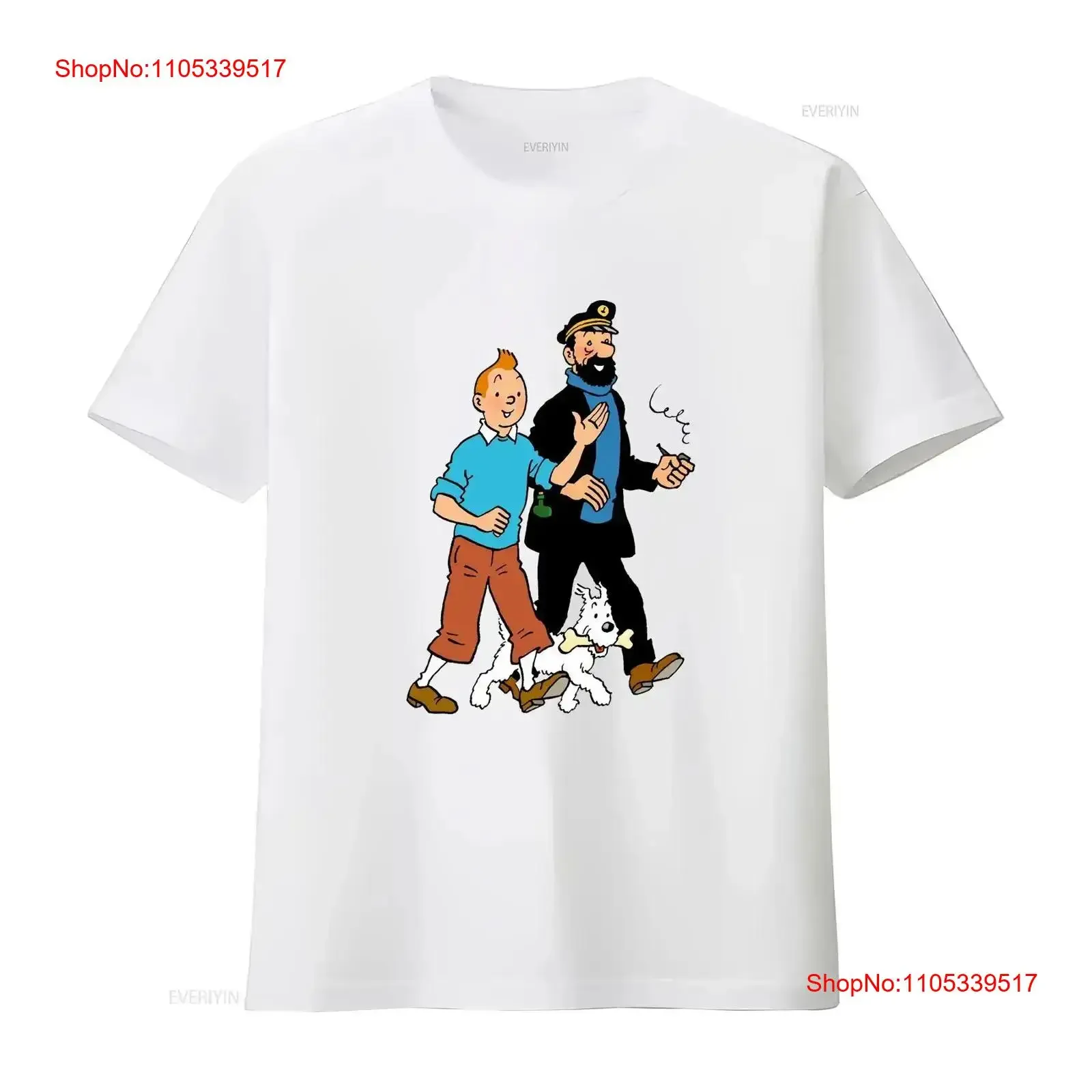 Walking With Captain Haddock Comics T Shirt long sleeves vintage Washed Soft fashion Breathable graphic Stylish vintage Washed
