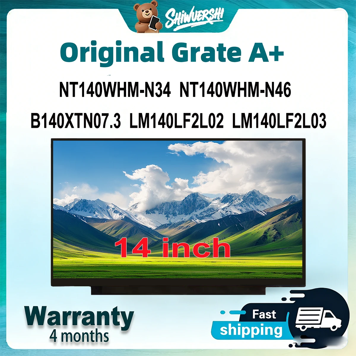 

Wholesale 14" Laptop Lcd Screen Monitor Panel Slim NT140WHM-N34 NT140WHM-N46 B140XTN07.3 LM140LF2L02 LM140LF2L03 30 pins