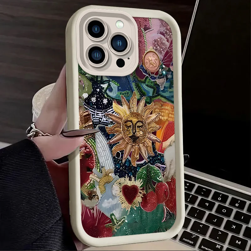 Retro Sun Planet Cocktail Phone Case for OnePlus 12 12R 11 11R 10R 8T Nord CE Ace 2 3 4 Lite 4G 5G Soft Silicone TPU Back Cover