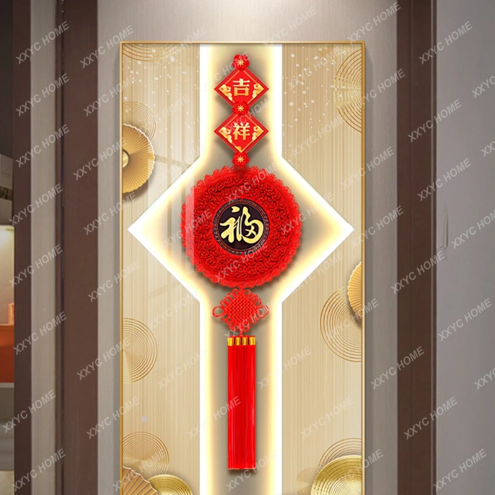 

Real Chinese Knot Entrance Painting Three-Dimensional Fu Character Hanging Painting Light Luxury Led Atmosphere Mural