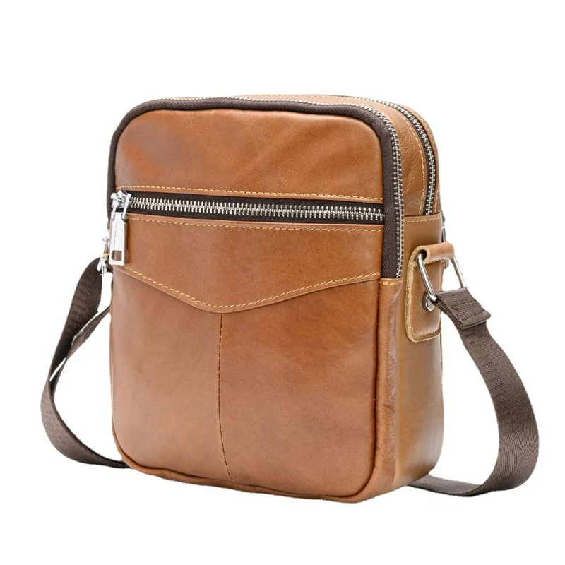 Men's bag - Outer layer of cowhide, durable. Men's casual and fashionable multi-functional crossbody bag with shoulder strap.