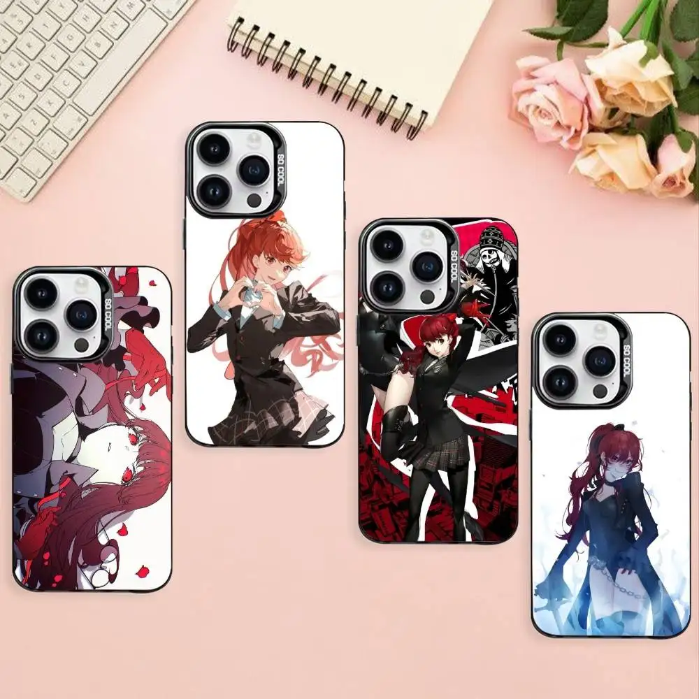 

Kasumi Persona Yoshizawa 5 Phone Case For iPhone17,16,15,14,13,12,Pro Max Black Colored Silver Plated Inside Cover