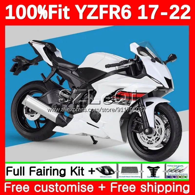 Injection Body For YAMAHA YZF R6 R 6 YZFR6 17 18 19 20 21 22 126No.120 YZF-R6 2017 2018 2019 2020 Pearl White 2021 2022 Fairing