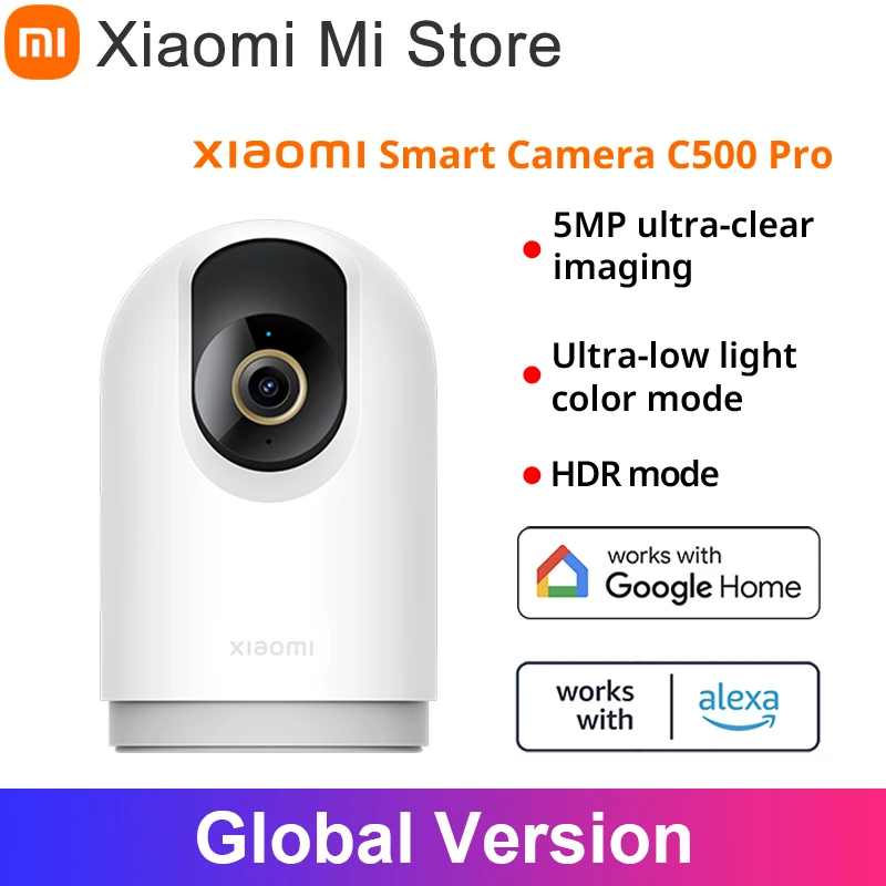 

Global Version Xiaomi Smart Camera C500 Pro 5MP Ultra-clear Imaging MJA1 Security Chip HDR Mode Rich AI functions Voice Control