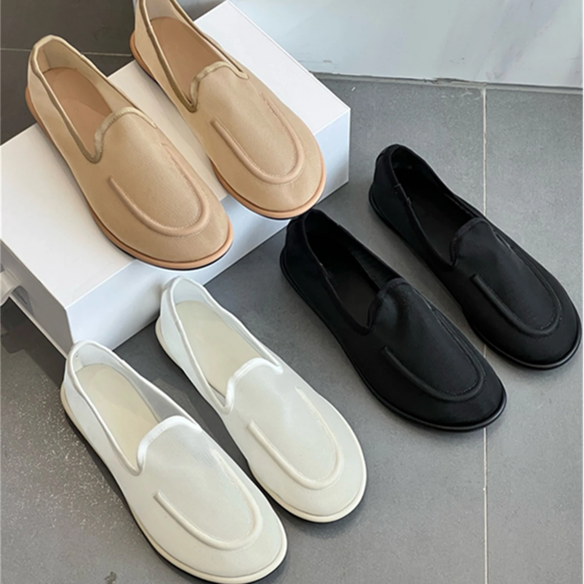 

Dave&Di Fashionable And Elegant Mesh Slip-on Loafers Shoes For Women Sheep Soft Comfortable Flats Shoes Girls Loafers Women
